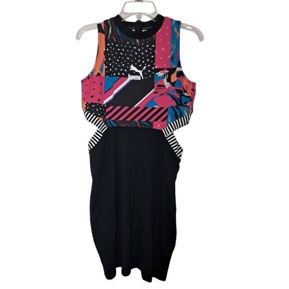 Puma Classics Clash All Over Print Cutout Dress Size L - Picture 1 of 16